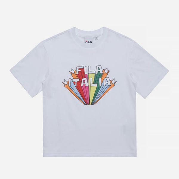 Fila Tričká Detske Biele - Rainbow Crew Neck S/S Vypredaj - Slovakia 31496-SABD